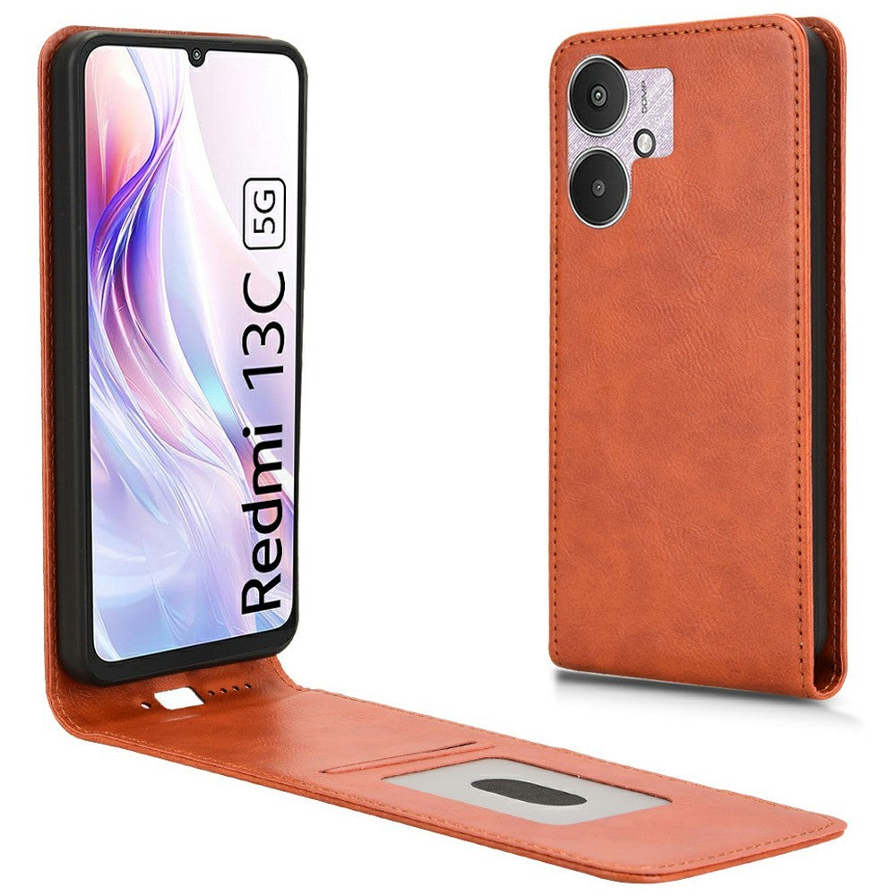 Leather Case For Xiaomi Redmi 13C 5G  /  4G  /  13R 5G  /  Poco C65 4G  /  Poco M6 5G Magnetic Vertical Flip Phone Cover with Card Slot