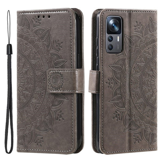 For Xiaomi 12T 5G / Redmi K50 Ultra 5G / 12T Pro 5G Mandala Flower Pattern Imprinted Folding Stand PU Leather Case TPU Inner Shell Wallet Flip Cover with Strap