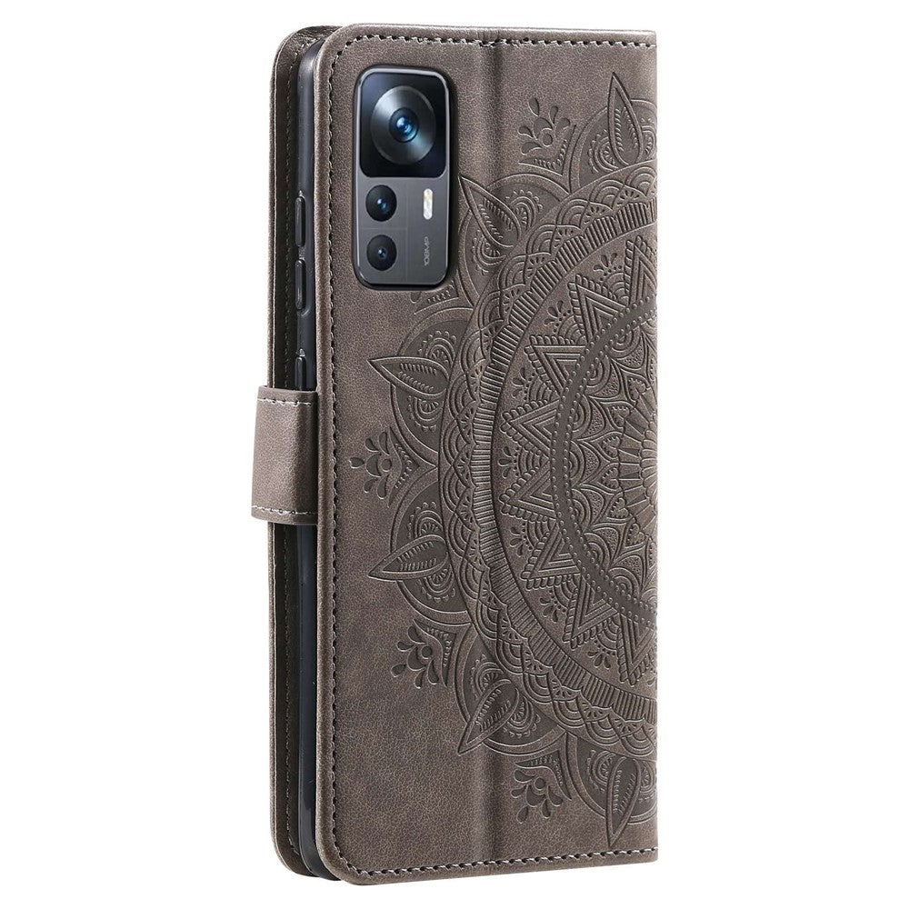 For Xiaomi 12T 5G / Redmi K50 Ultra 5G / 12T Pro 5G Mandala Flower Pattern Imprinted Folding Stand PU Leather Case TPU Inner Shell Wallet Flip Cover with Strap