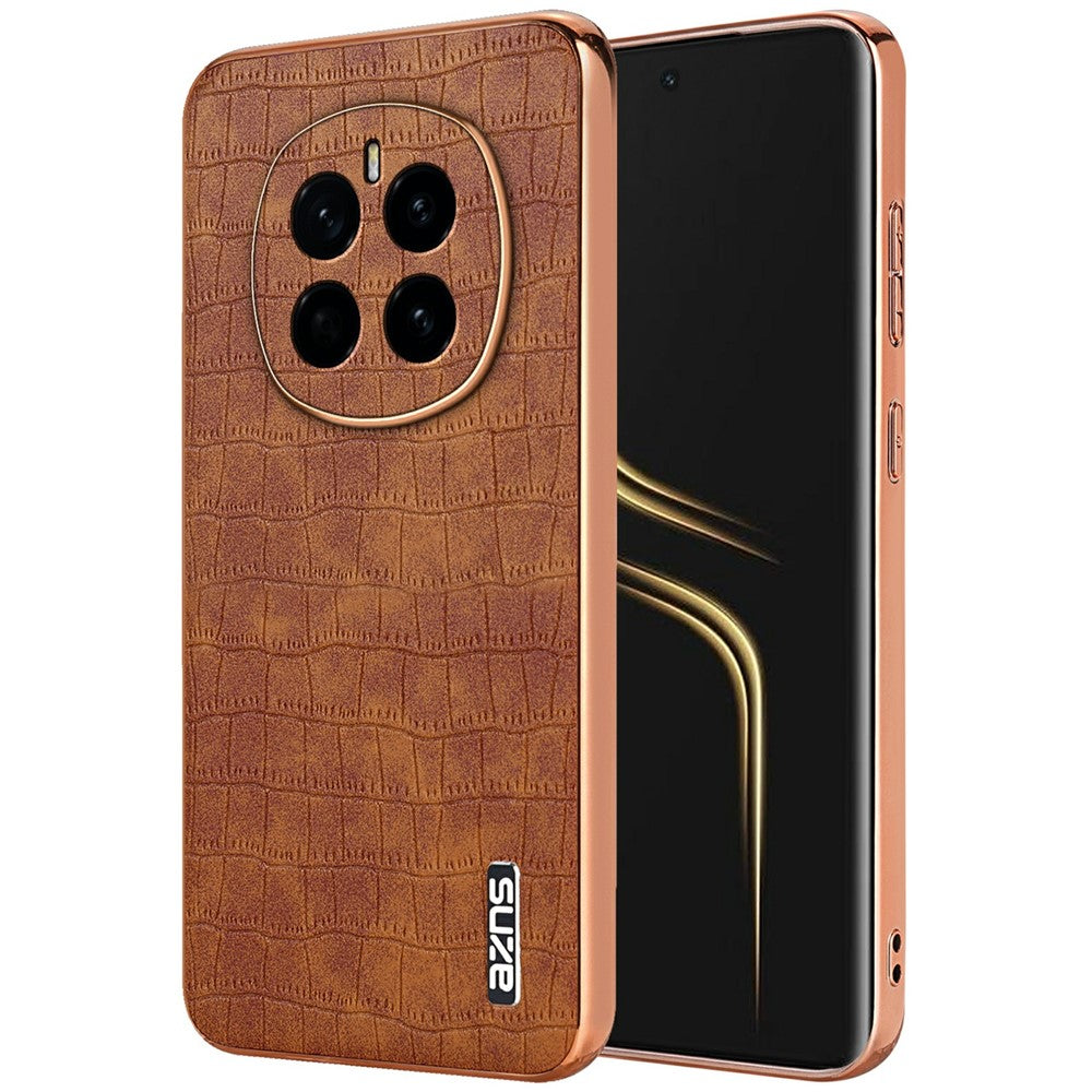 AZNS For Honor Magic7 5G Case Electroplating Crocodile Texture PU + TPU Phone Cover