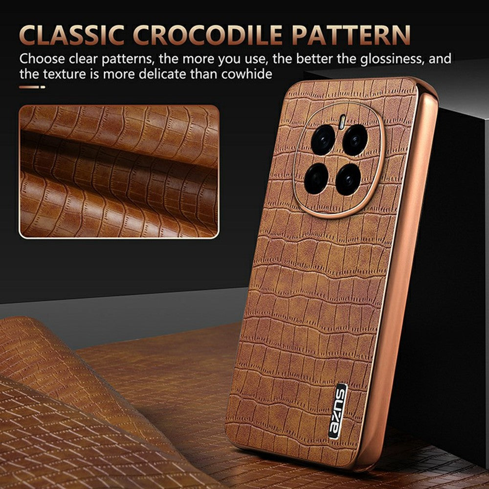 AZNS For Honor Magic7 5G Case Electroplating Crocodile Texture PU + TPU Phone Cover