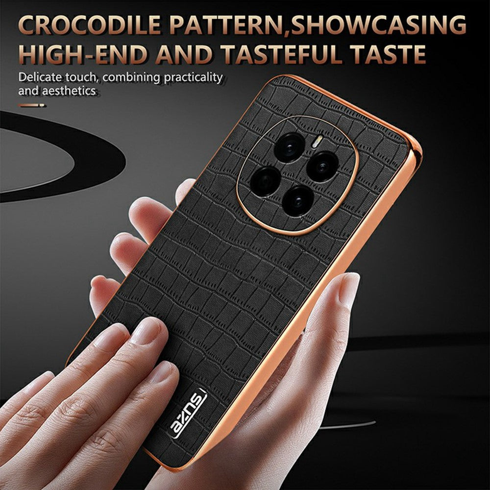 AZNS For Honor Magic7 5G Case Electroplating Crocodile Texture PU + TPU Phone Cover