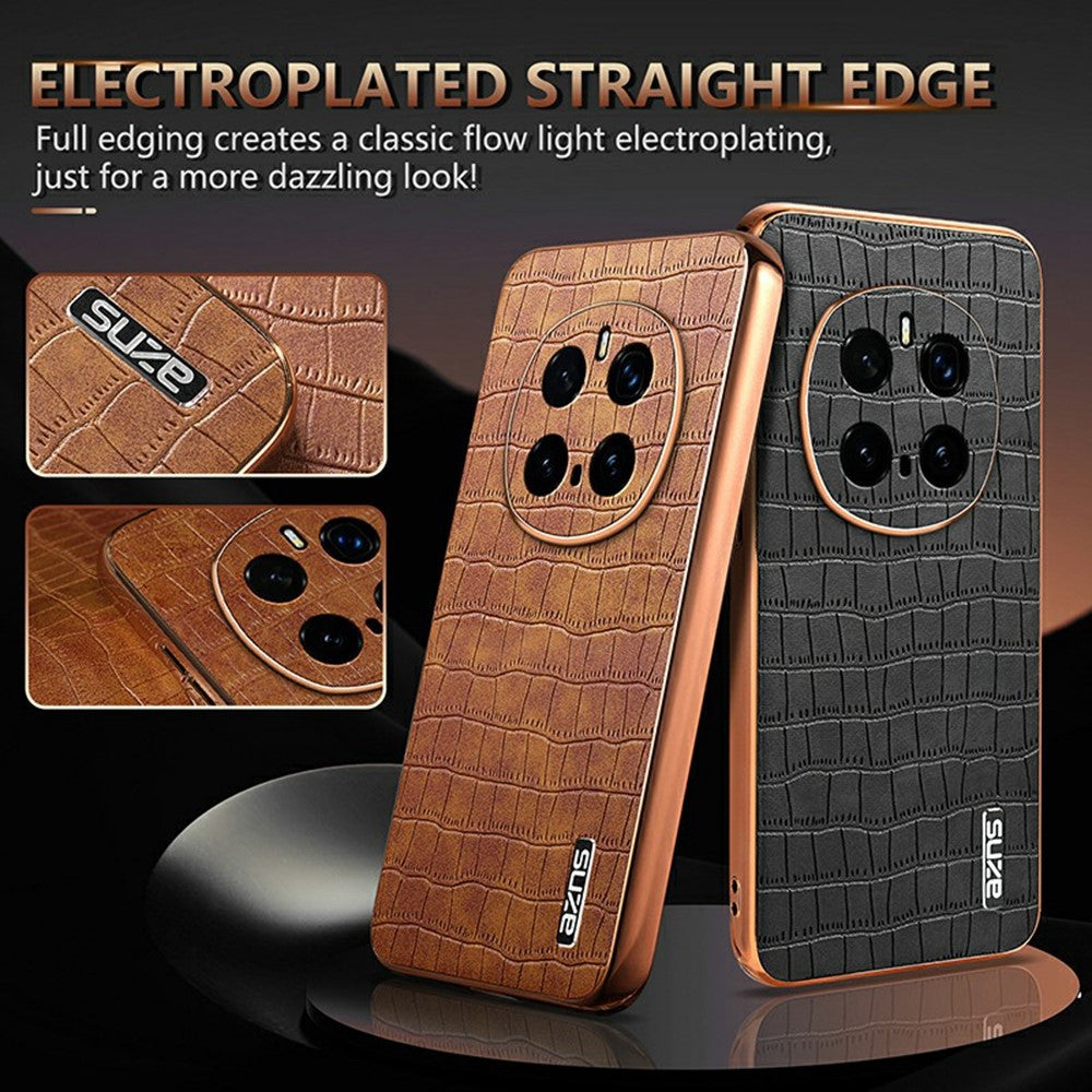 AZNS For Honor Magic7 Pro 5G Case Electroplating Crocodile Texture PU + TPU Phone Cover