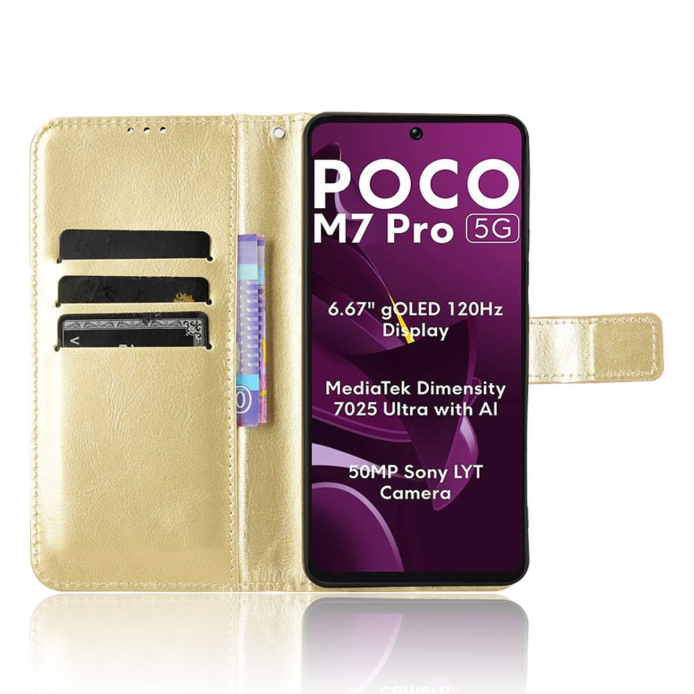For Xiaomi Poco M7 Pro 5G Case Crazy Horse Texture PU Leather Phone Wallet Cover