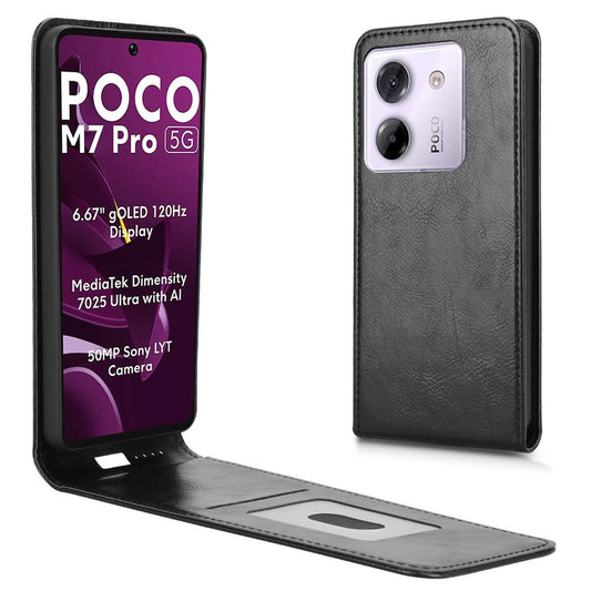 Xiaomi Redmi Note 14 5G / Xiaomi Poco M7 Pro 5G Handyhülle – Redmi Note 14 5G- mit Kartensteckplatz, magnetischer vertikaler Flip- aus Leder