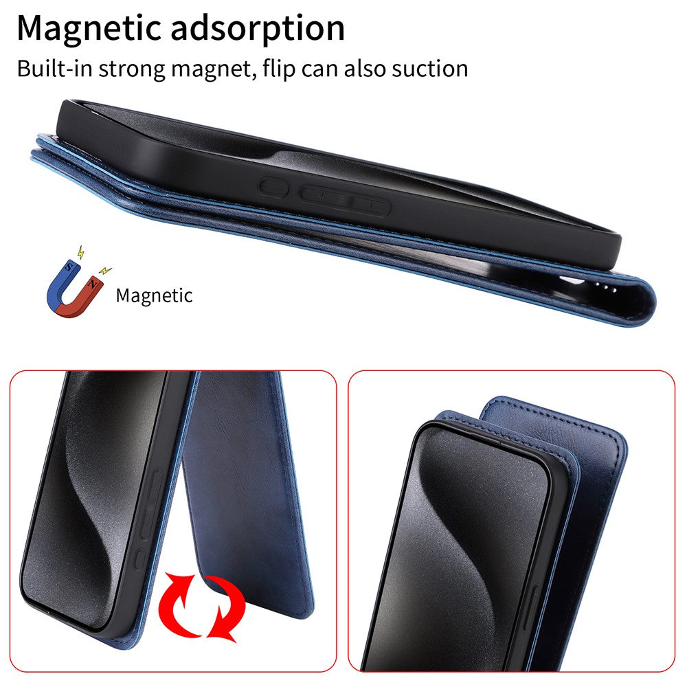 For Xiaomi Poco M7 Pro 5G / Redmi Note 14 5G Case with Card Slot Magnetic Vertical Flip Leather Phone Cover