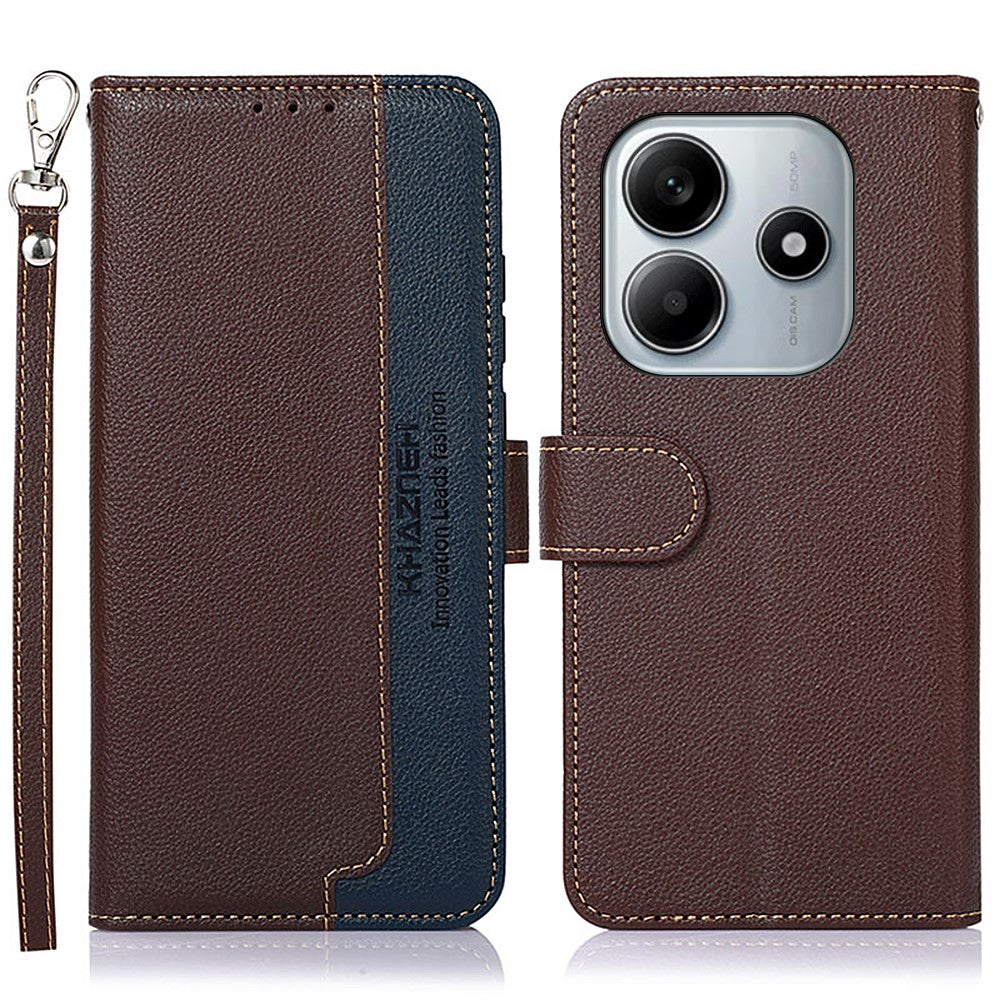 KHAZNEH For Xiaomi Redmi Note 14 5G Case RFID Blocking Wallet PU Leather Phone Cover