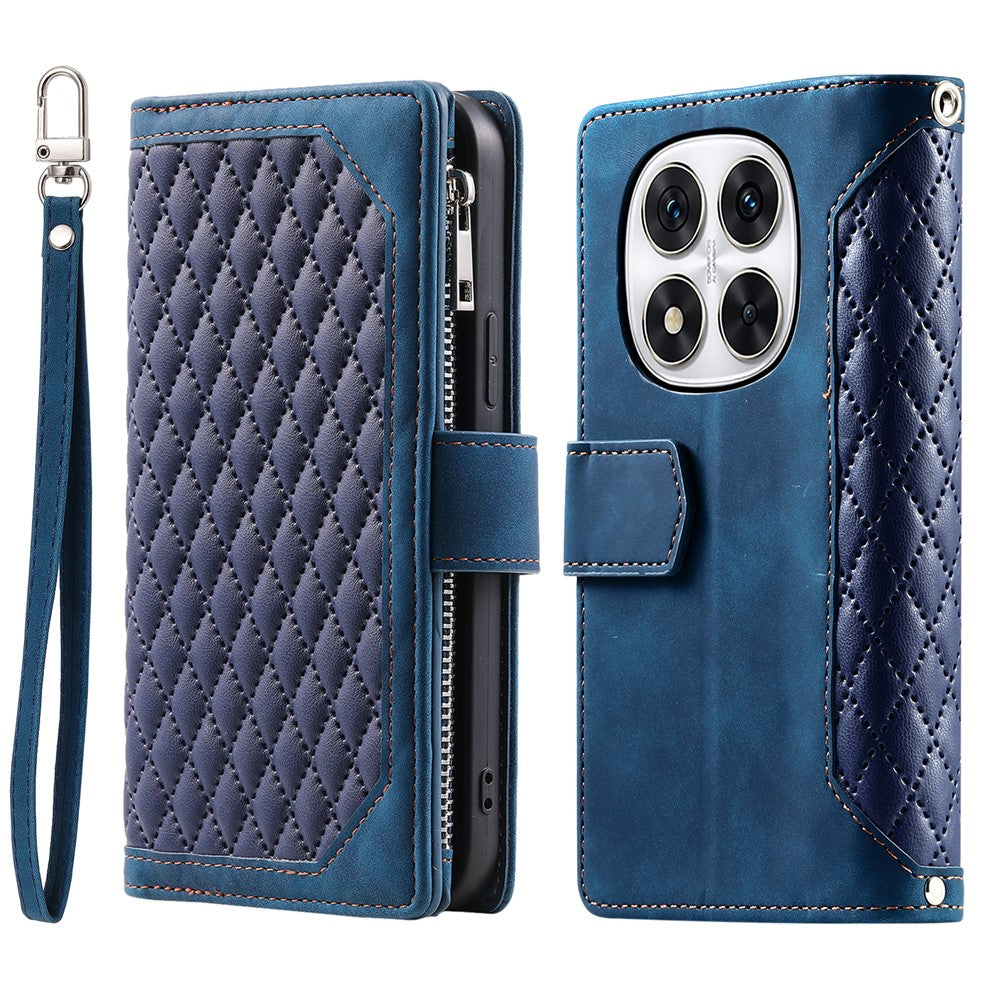 Style 005 For Xiaomi Redmi Note 14 Pro+ 5G / 14 Pro 5G / Poco X7 5G Wallet Case Rhombus Stitching Line PU Leather Phone Cover