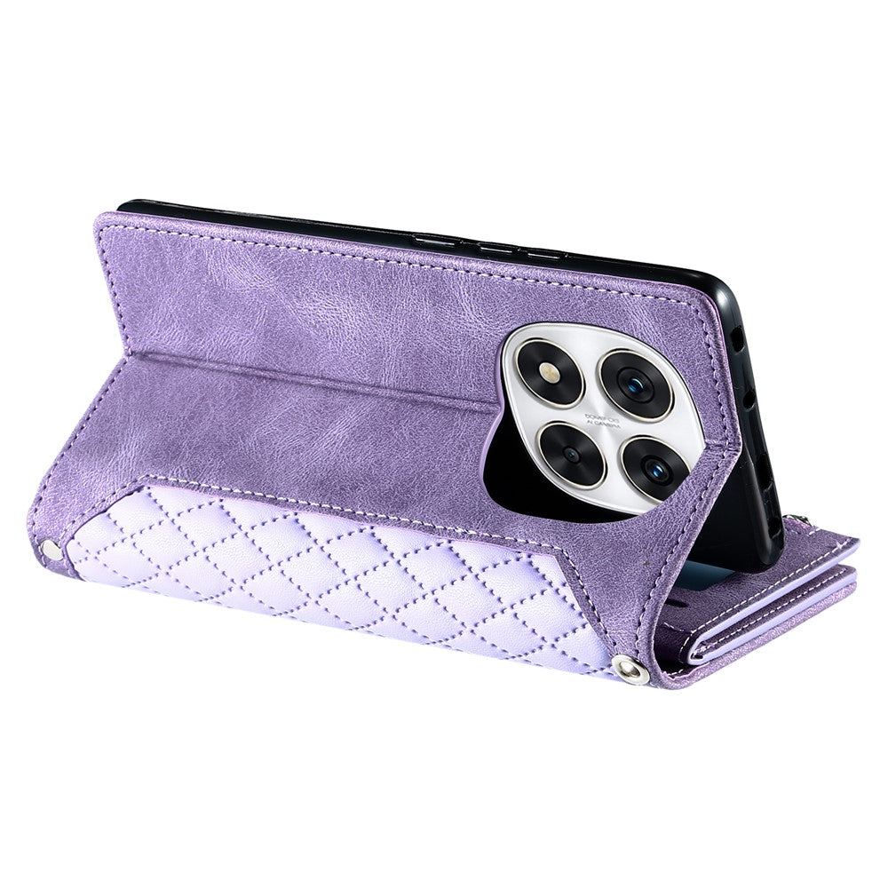 Style 005 For Xiaomi Redmi Note 14 Pro+ 5G / 14 Pro 5G / Poco X7 5G Wallet Case Rhombus Stitching Line PU Leather Phone Cover