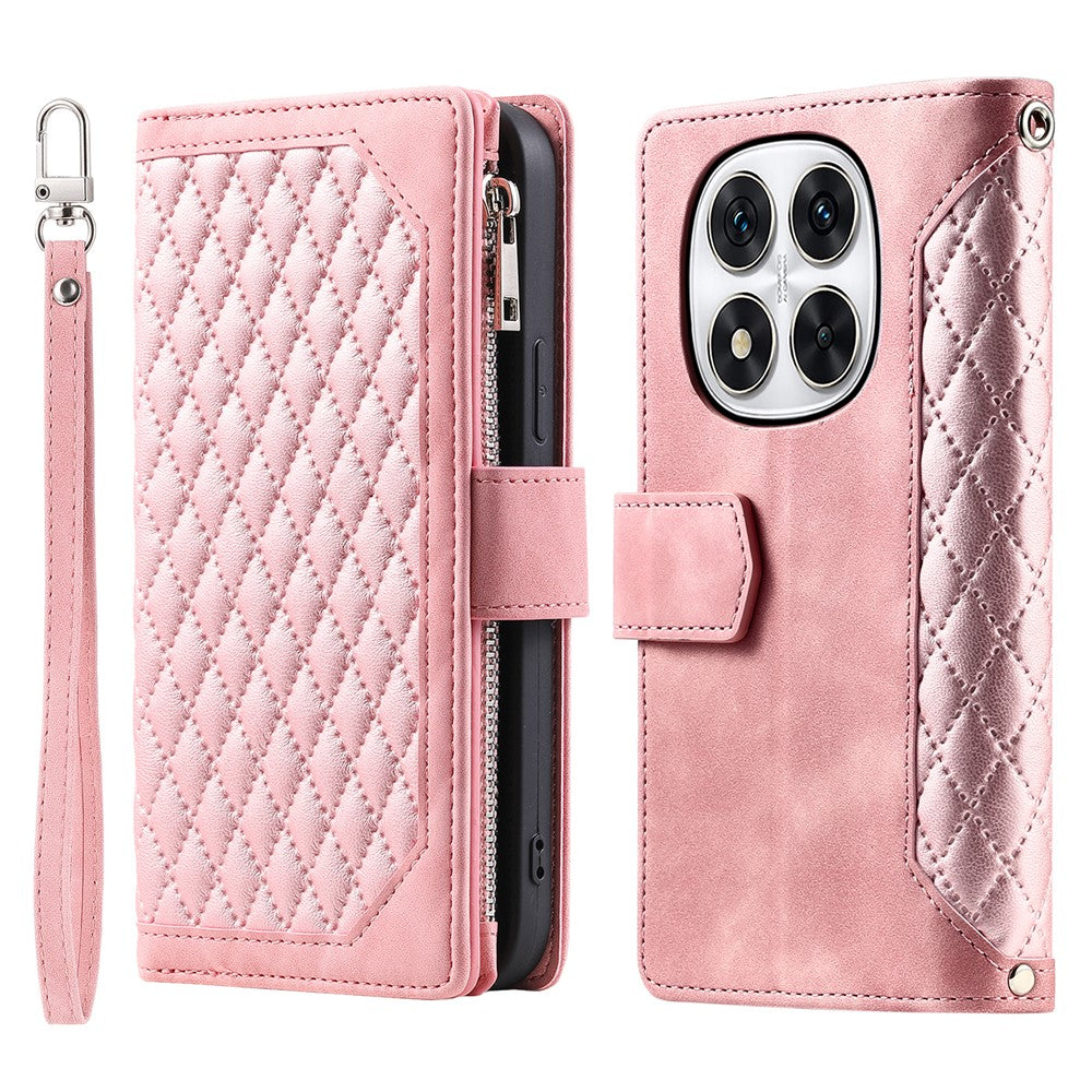 Style 005 For Xiaomi Redmi Note 14 Pro+ 5G / 14 Pro 5G / Poco X7 5G Wallet Case Rhombus Stitching Line PU Leather Phone Cover