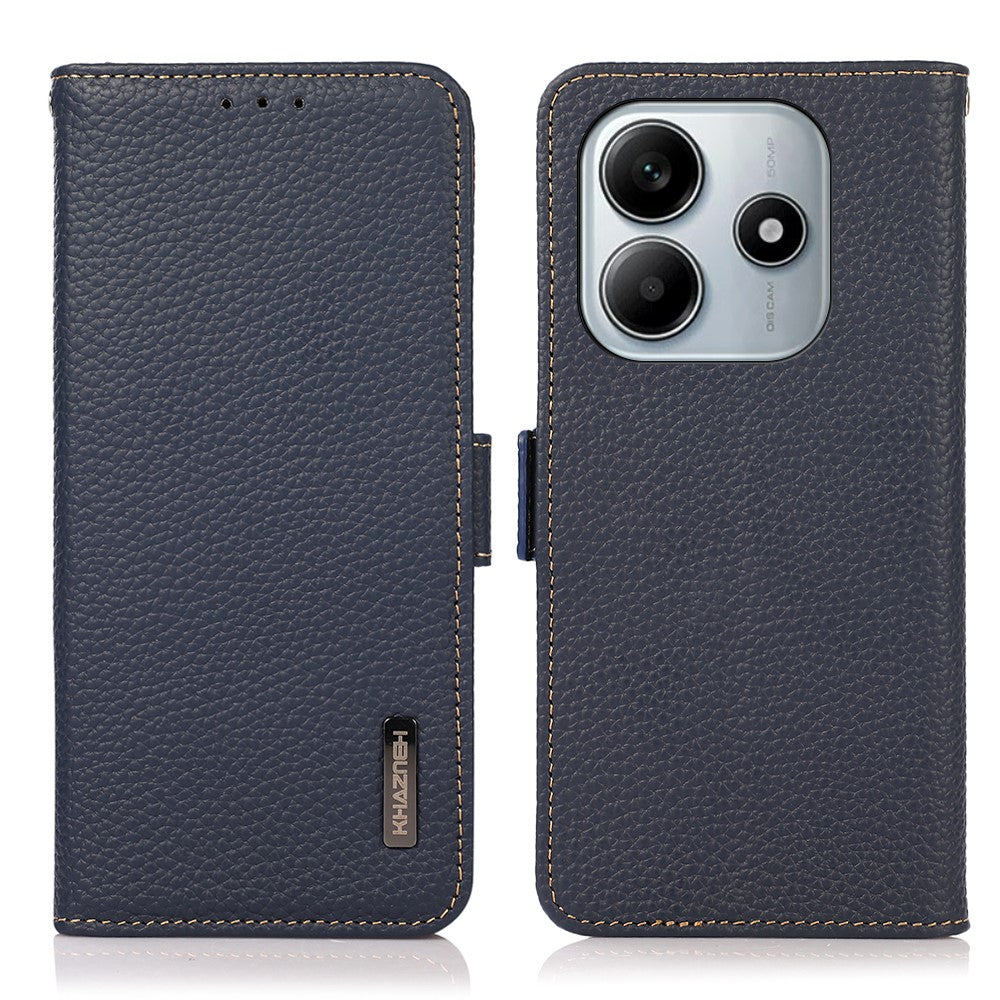 KHAZNEH Phone Case for Xiaomi Redmi Note 14 5G Genuine Cow Leather Cover RFID Blocking