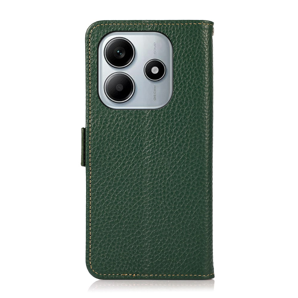 KHAZNEH Phone Case for Xiaomi Redmi Note 14 5G Genuine Cow Leather Cover RFID Blocking