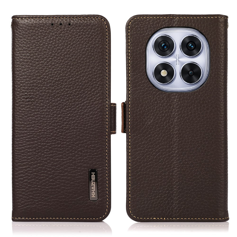 KHAZNEH Phone Case for Xiaomi Redmi Note 14 Pro 5G / Poco X7 5G Genuine Cow Leather Cover RFID Blocking