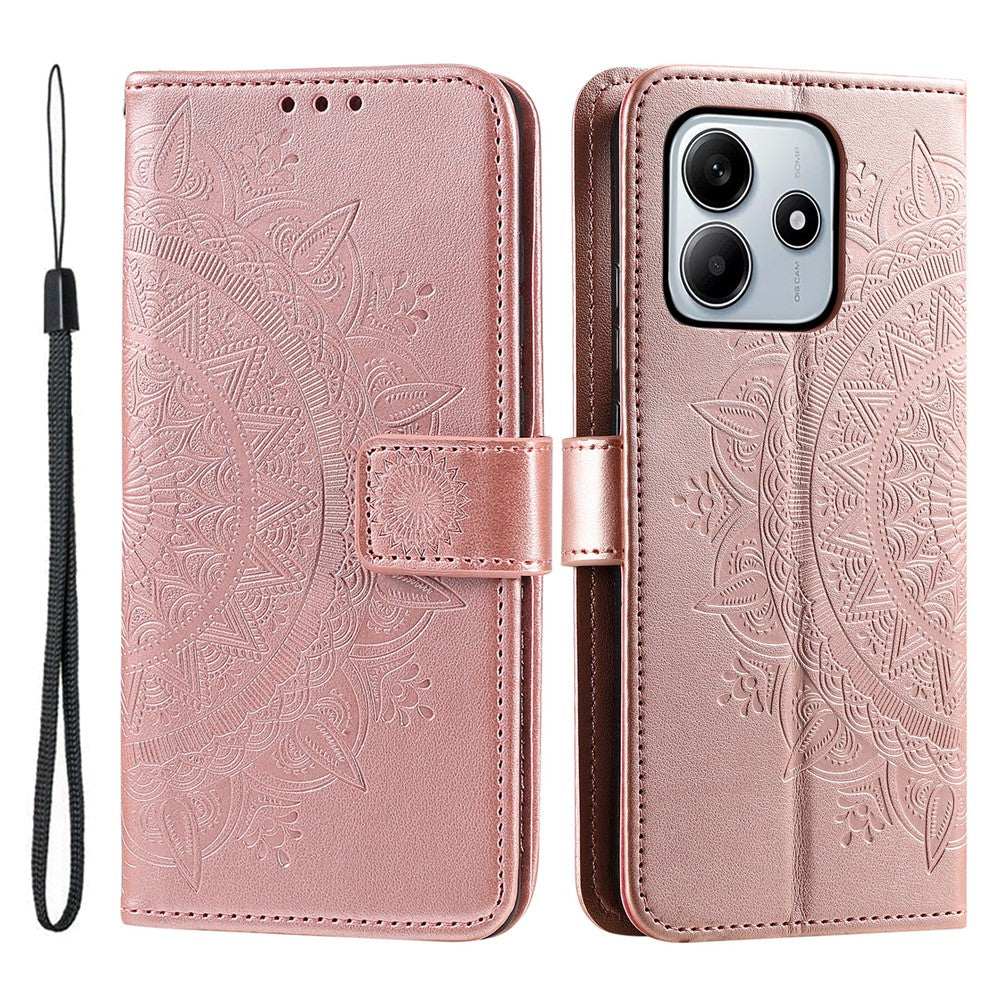 For Xiaomi Redmi Note 14 4G (163.25mm) Stand Case Imprinted Totem PU Leather Wallet Phone Cover