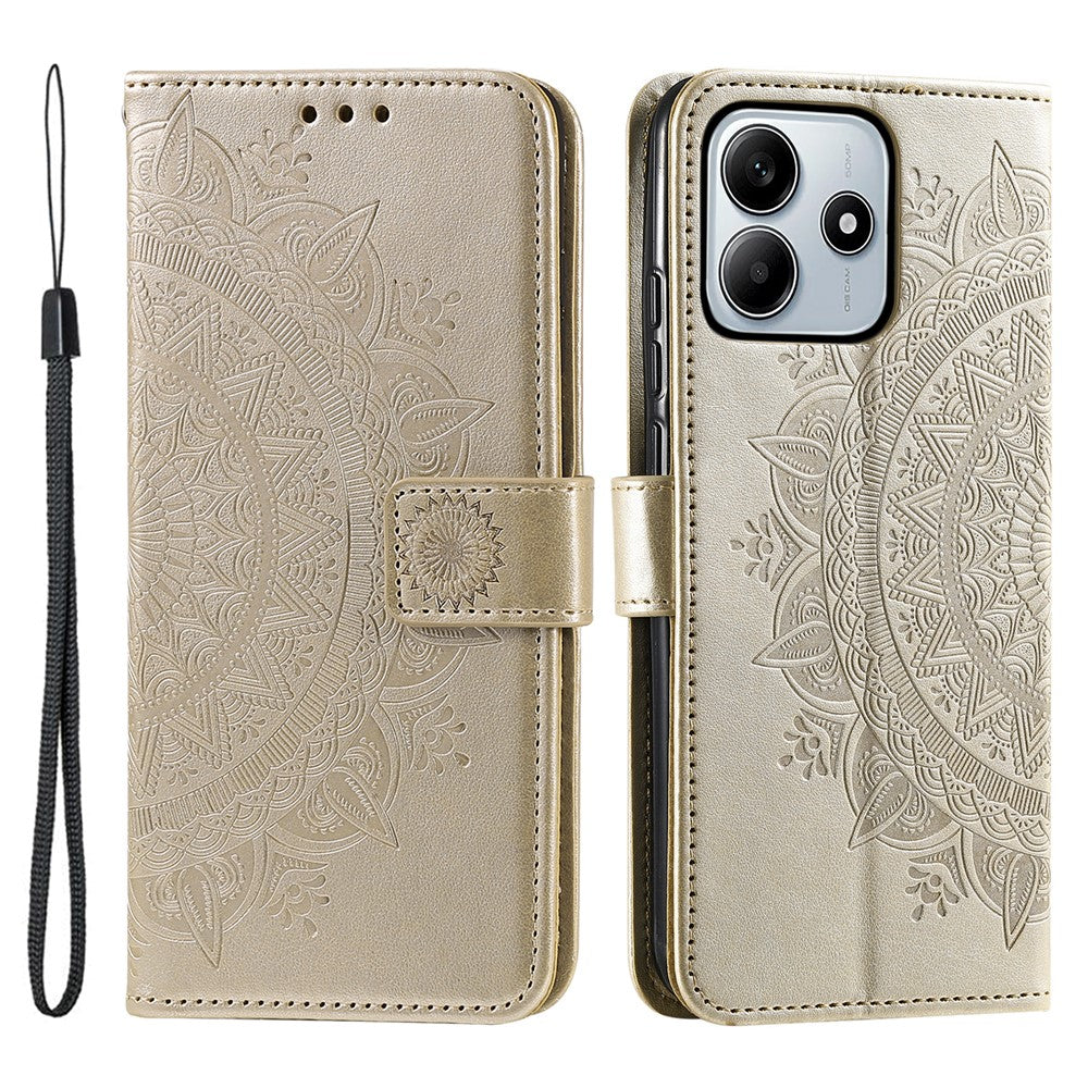 For Xiaomi Redmi Note 14 4G (163.25mm) Stand Case Imprinted Totem PU Leather Wallet Phone Cover