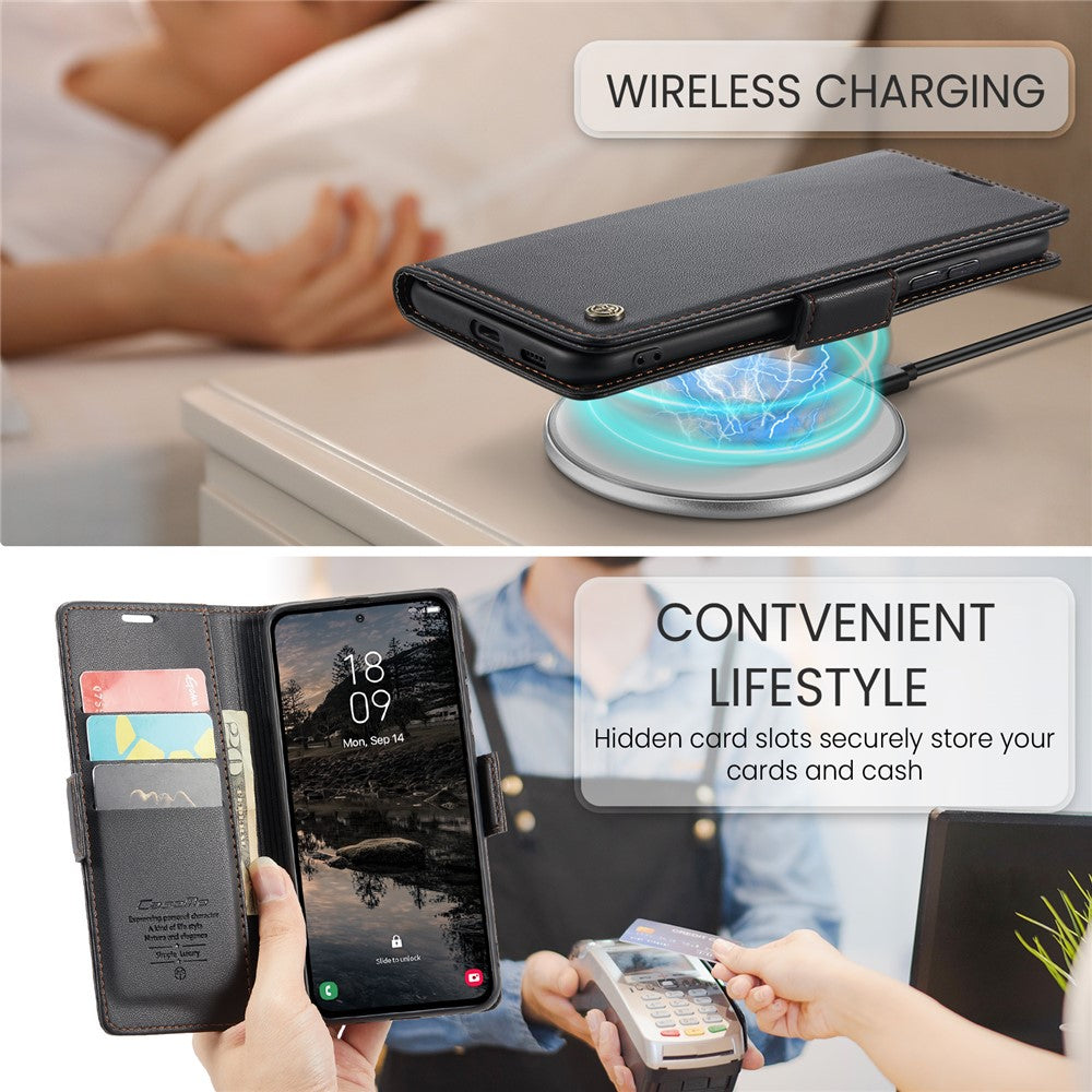 Galaxy S25 Plus Glänzende Wallet-Hülle – RFID-Schutz & Ständer