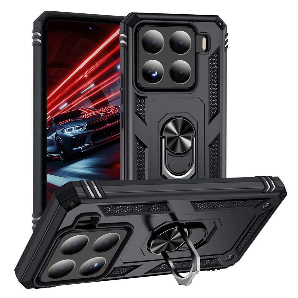 For Xiaomi 15 Pro Case PC + TPU Phone Cover with Rotary Ring Kickstand