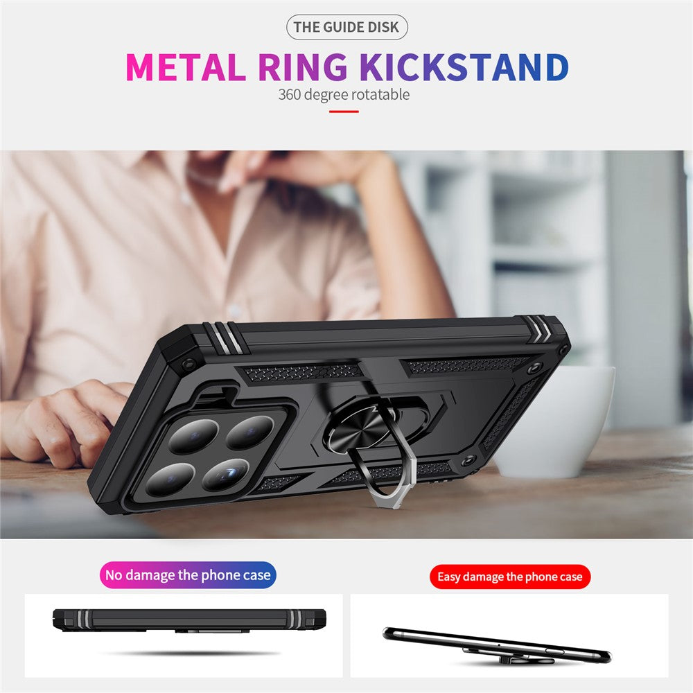 For Xiaomi 15 Pro Case PC + TPU Phone Cover with Rotary Ring Kickstand