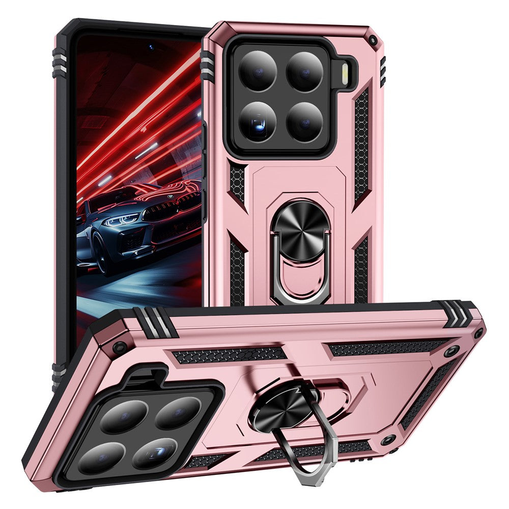 For Xiaomi 15 Pro Case PC + TPU Phone Cover with Rotary Ring Kickstand