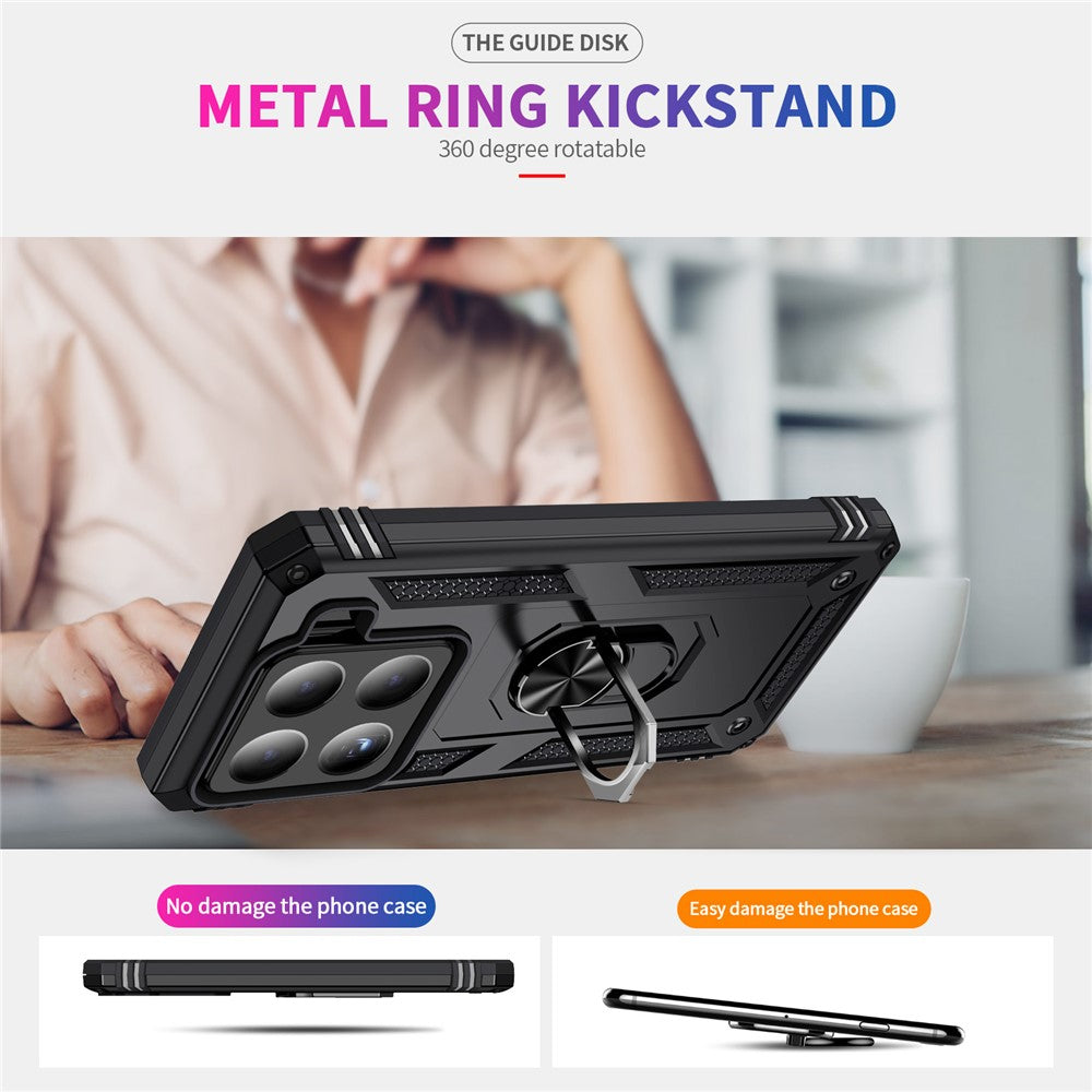 For Xiaomi 15 Case PC + TPU Phone Cover with Rotary Ring Kickstand