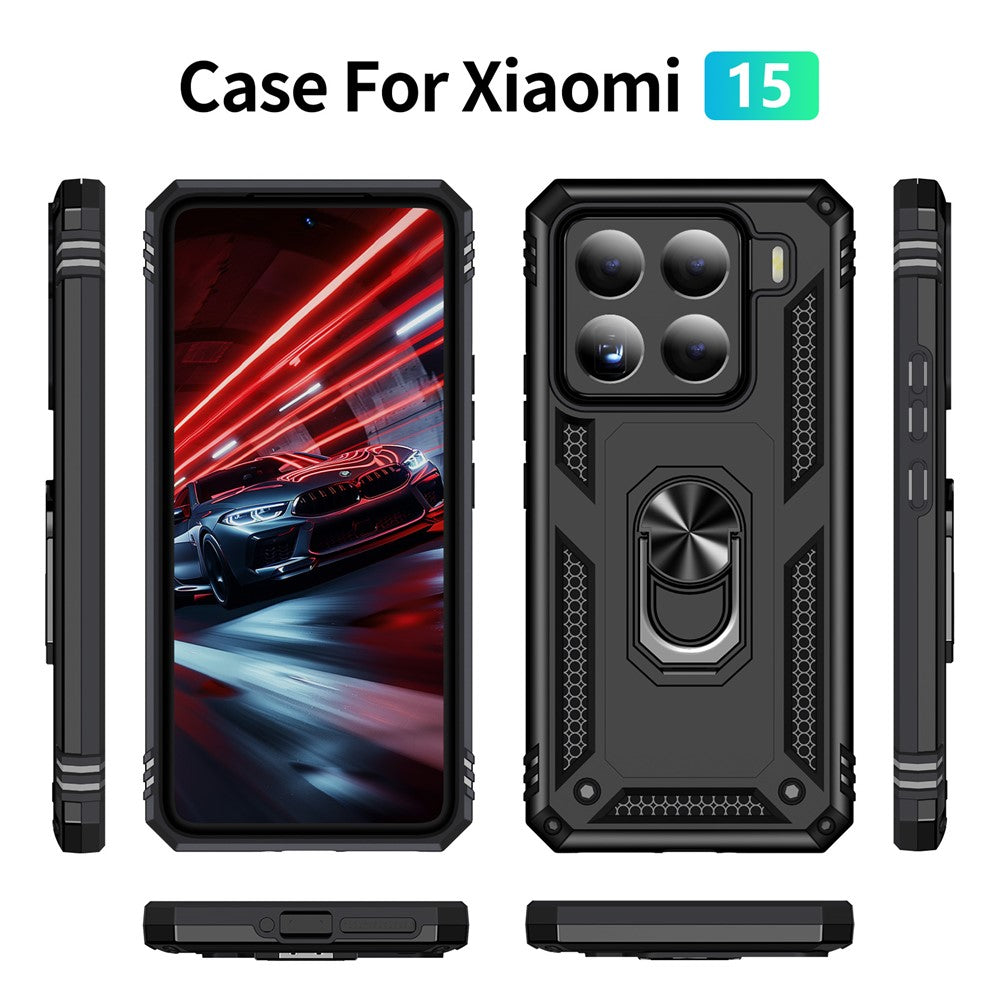 For Xiaomi 15 Case PC + TPU Phone Cover with Rotary Ring Kickstand