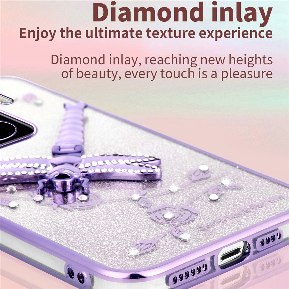 KADEM For Xiaomi 15 Pro Case Dragonfly Kickstand TPU Flowers Glitter Phone Cover