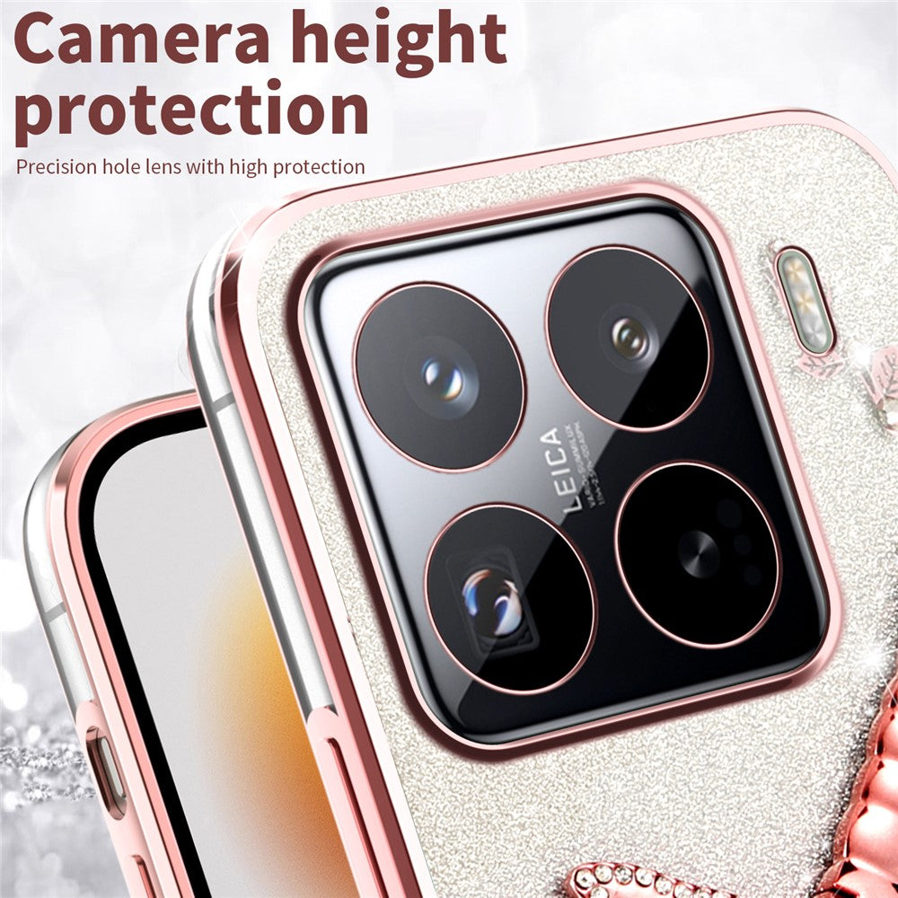 KADEM For Xiaomi 15 Pro Case Dragonfly Kickstand TPU Flowers Glitter Phone Cover