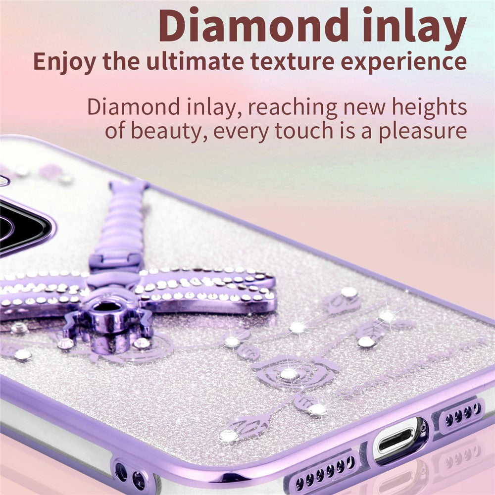 KADEM For Xiaomi 15 Case Dragonfly Kickstand TPU Flowers Glitter Phone Cover