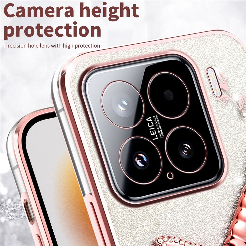 KADEM For Xiaomi 15 Case Dragonfly Kickstand TPU Flowers Glitter Phone Cover