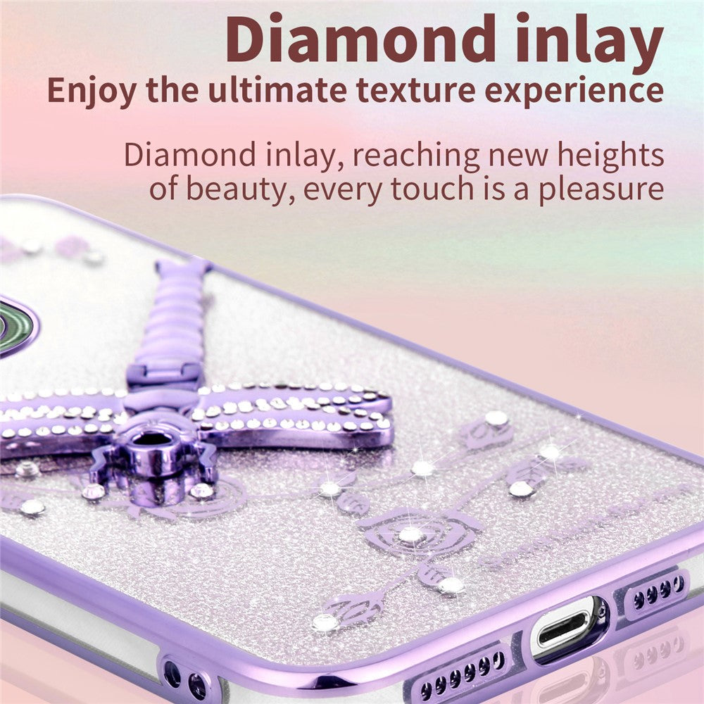 KADEM For Honor X6b 4G Case Dragonfly Kickstand TPU Flowers Glitter Phone Cover