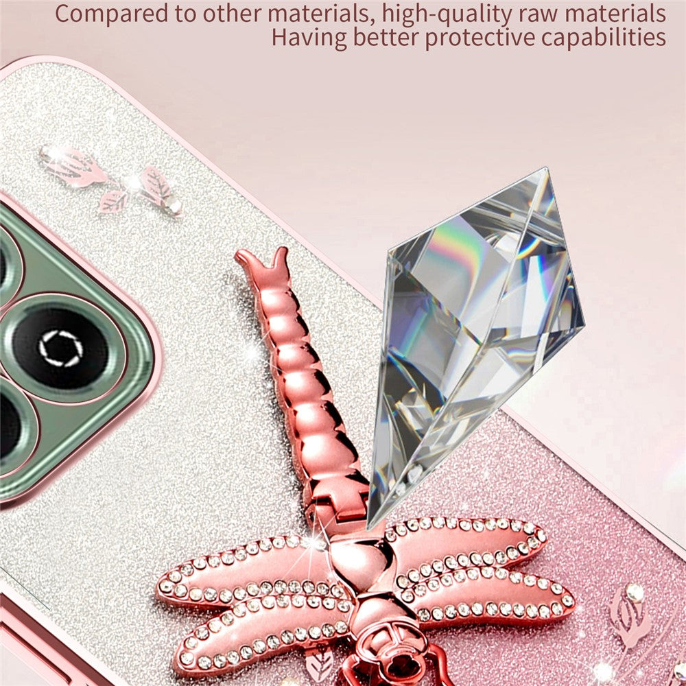KADEM For Honor X6b 4G Case Dragonfly Kickstand TPU Flowers Glitter Phone Cover