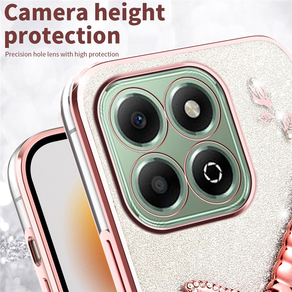 KADEM For Honor X6b 4G Case Dragonfly Kickstand TPU Flowers Glitter Phone Cover