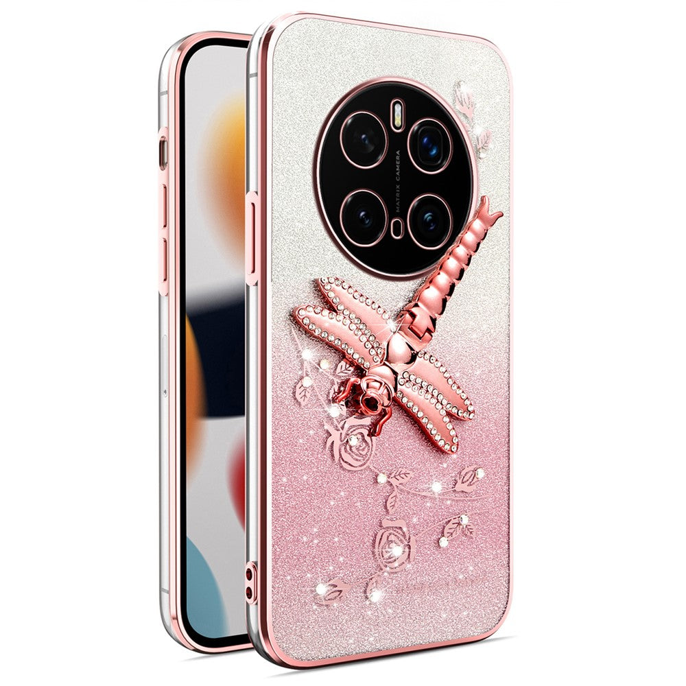 KADEM For Honor Magic7 Pro 5G Case Dragonfly Kickstand TPU Flowers Glitter Phone Cover
