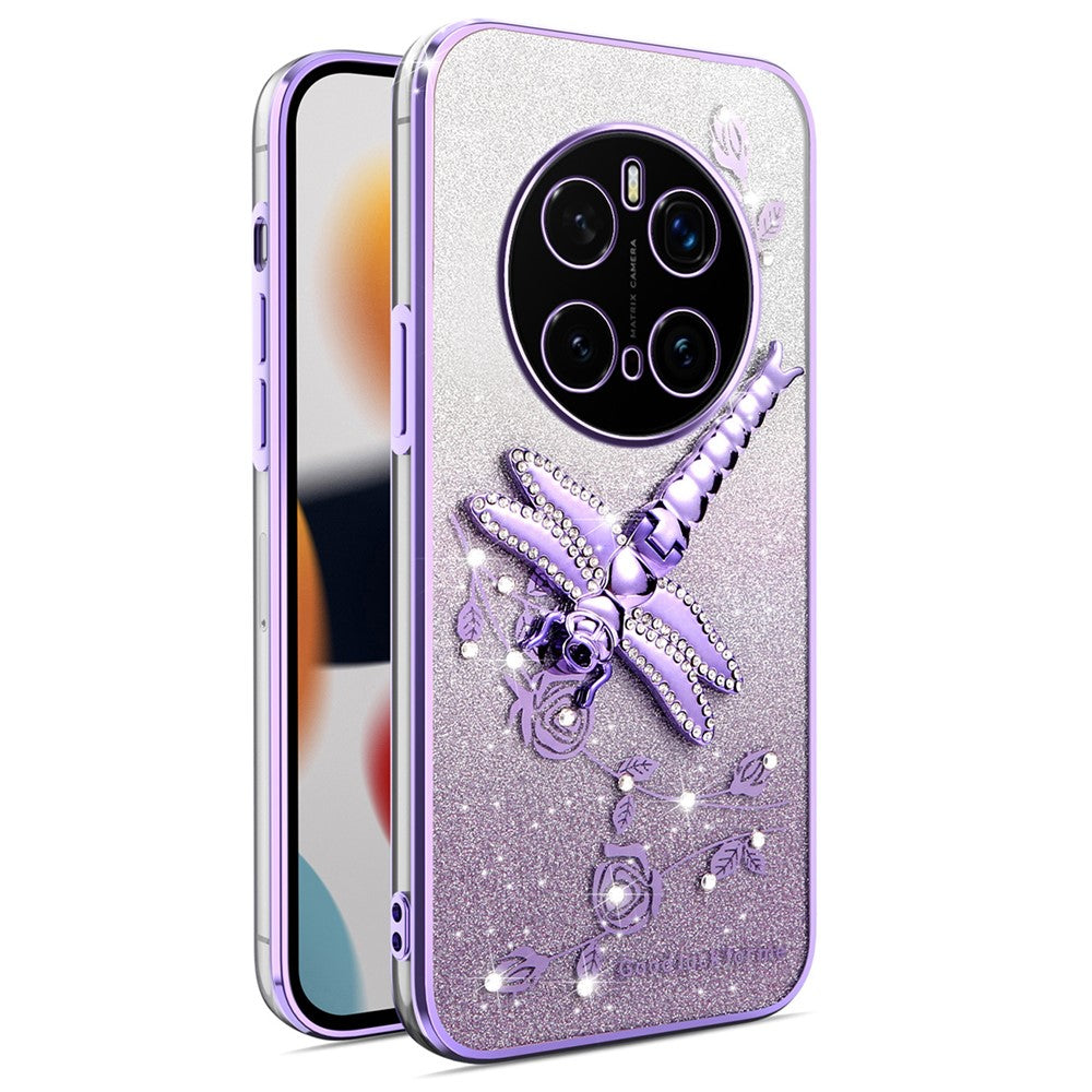KADEM For Honor Magic7 Pro 5G Case Dragonfly Kickstand TPU Flowers Glitter Phone Cover