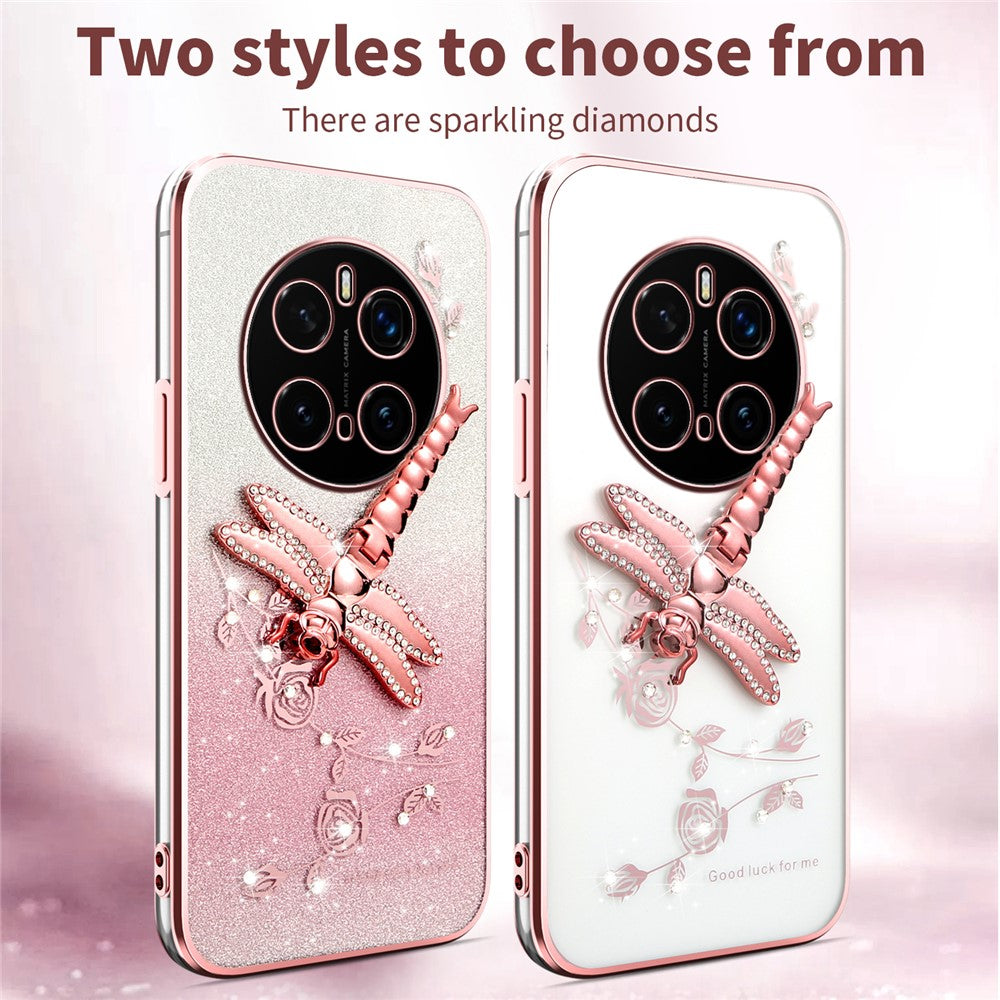 KADEM For Honor Magic7 Pro 5G Case Dragonfly Kickstand TPU Flowers Glitter Phone Cover