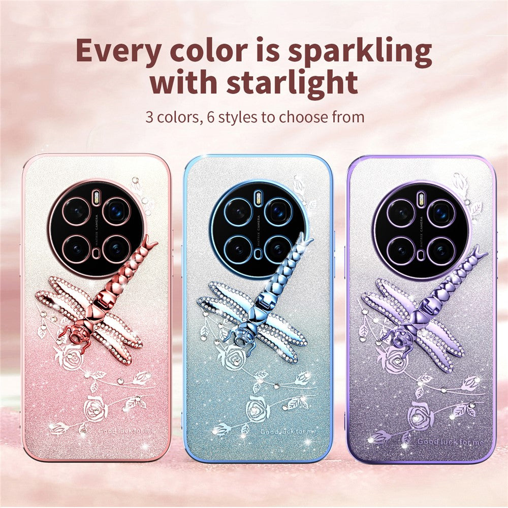 KADEM For Honor Magic7 Pro 5G Case Dragonfly Kickstand TPU Flowers Glitter Phone Cover