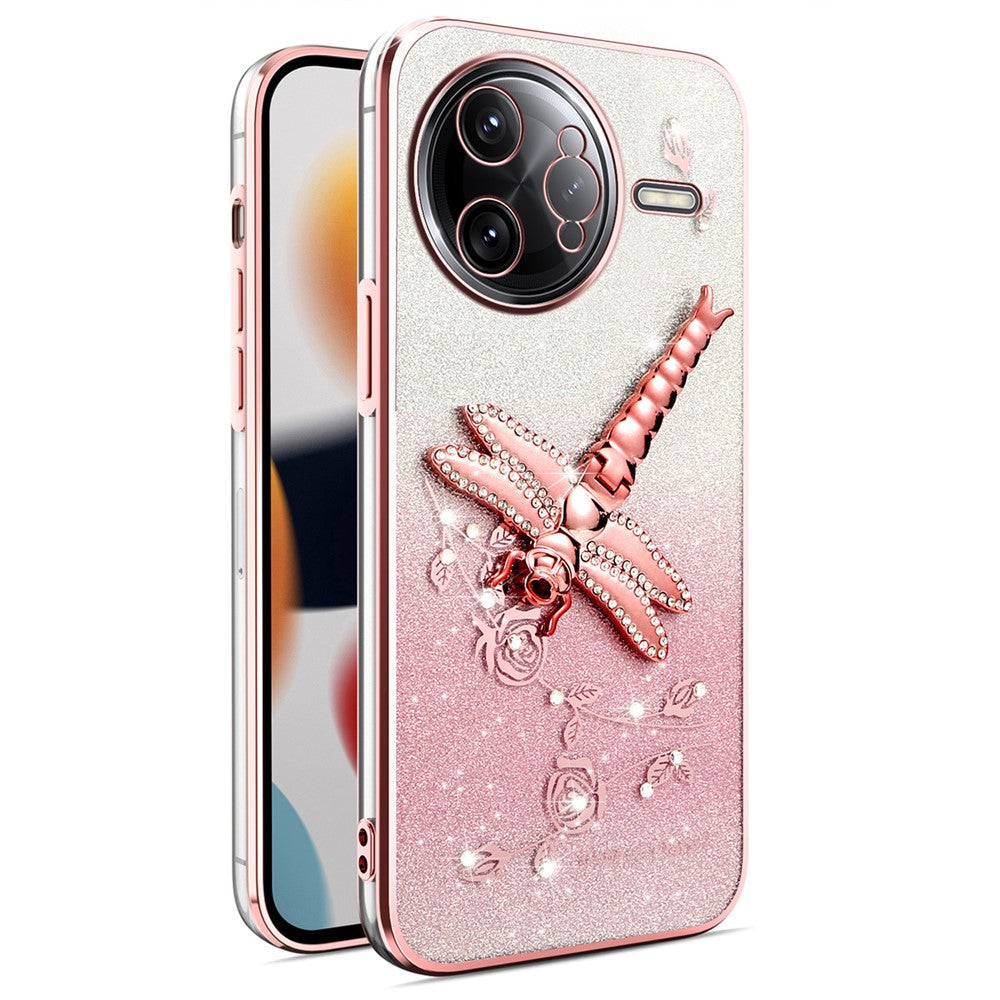 KADEM For Xiaomi Poco F7 Ultra 5G / Redmi K80 Pro 5G Case Dragonfly Kickstand TPU Flowers Glitter Phone Cover