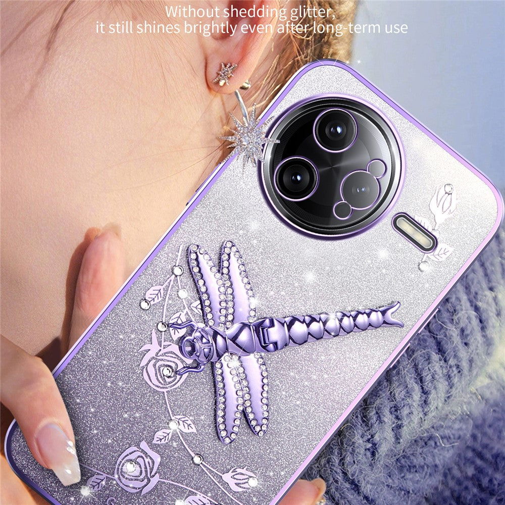 KADEM For Xiaomi Poco F7 Ultra 5G / Redmi K80 Pro 5G Case Dragonfly Kickstand TPU Flowers Glitter Phone Cover