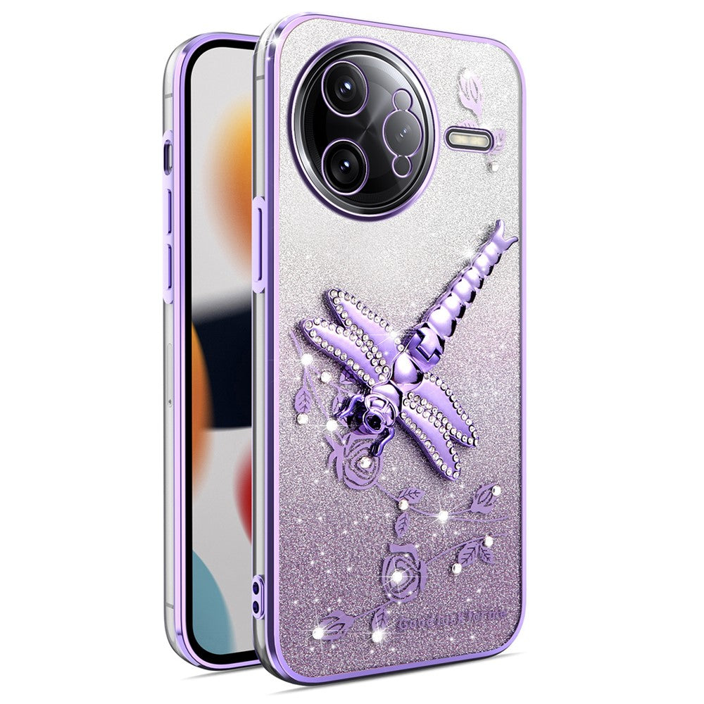 KADEM For Xiaomi Poco F7 Ultra 5G / Redmi K80 Pro 5G Case Dragonfly Kickstand TPU Flowers Glitter Phone Cover