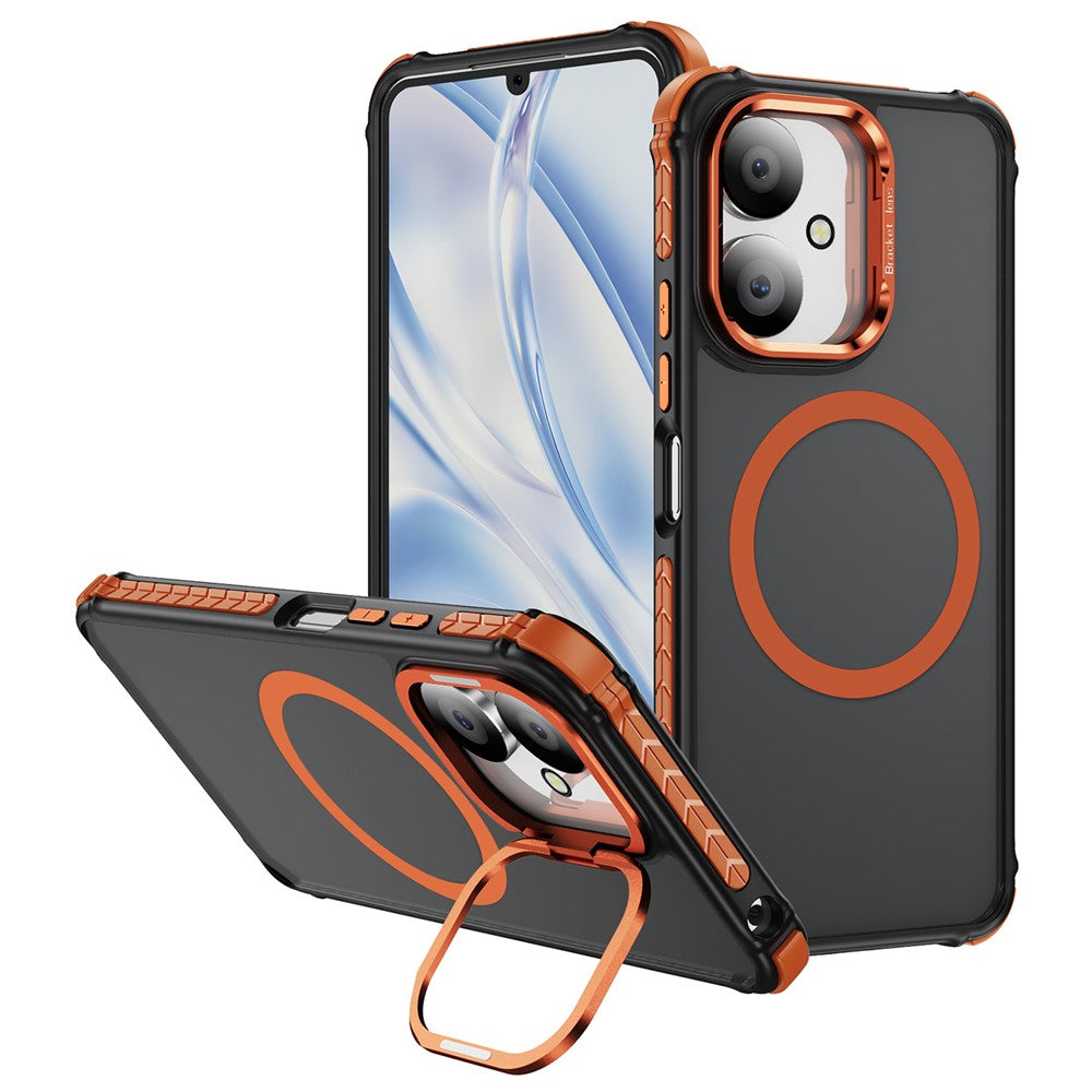 Matte Phone Cover for Xiaomi Redmi 13C 5G / 13C 4G / 13R 5G / Poco M6 5G Magnetic Case with Lens Kickstand