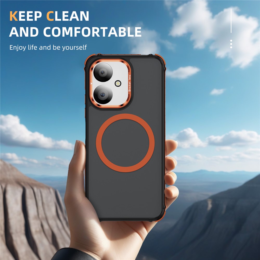Matte Phone Cover for Xiaomi Redmi 13C 5G / 13C 4G / 13R 5G / Poco M6 5G Magnetic Case with Lens Kickstand