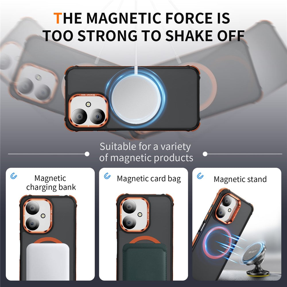 Matte Phone Cover for Xiaomi Redmi 13C 5G / 13C 4G / 13R 5G / Poco M6 5G Magnetic Case with Lens Kickstand