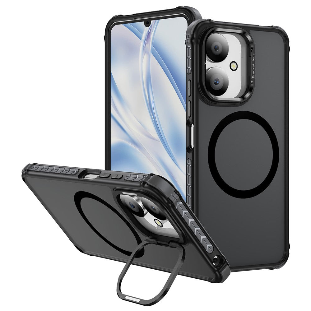 Matte Phone Cover for Xiaomi Redmi 13C 5G / 13C 4G / 13R 5G / Poco M6 5G Magnetic Case with Lens Kickstand