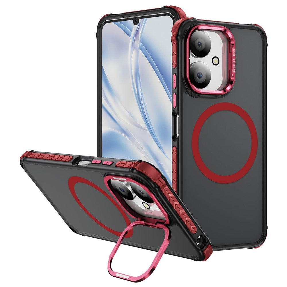 Matte Phone Cover for Xiaomi Redmi 13C 5G / 13C 4G / 13R 5G / Poco M6 5G Magnetic Case with Lens Kickstand