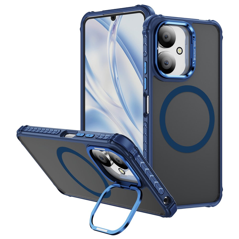 Matte Phone Cover for Xiaomi Redmi 13C 5G / 13C 4G / 13R 5G / Poco M6 5G Magnetic Case with Lens Kickstand