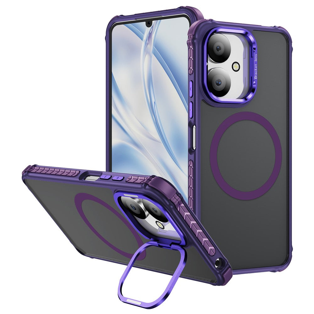 Matte Phone Cover for Xiaomi Redmi 13C 5G / 13C 4G / 13R 5G / Poco M6 5G Magnetic Case with Lens Kickstand