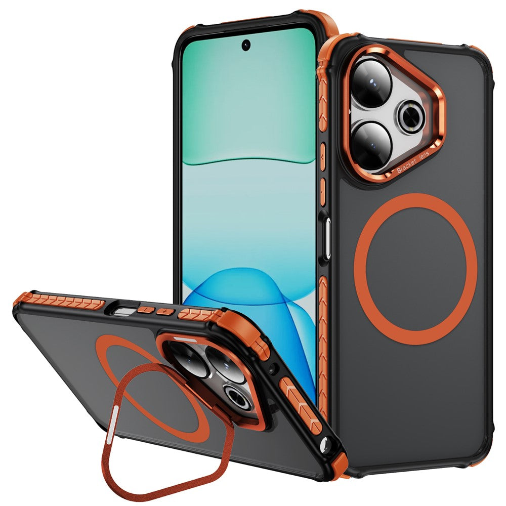 For Xiaomi Redmi 13 5G / 13 4G Case with Lens Kickstand Matte Phone Back Cover Magnetic Case
