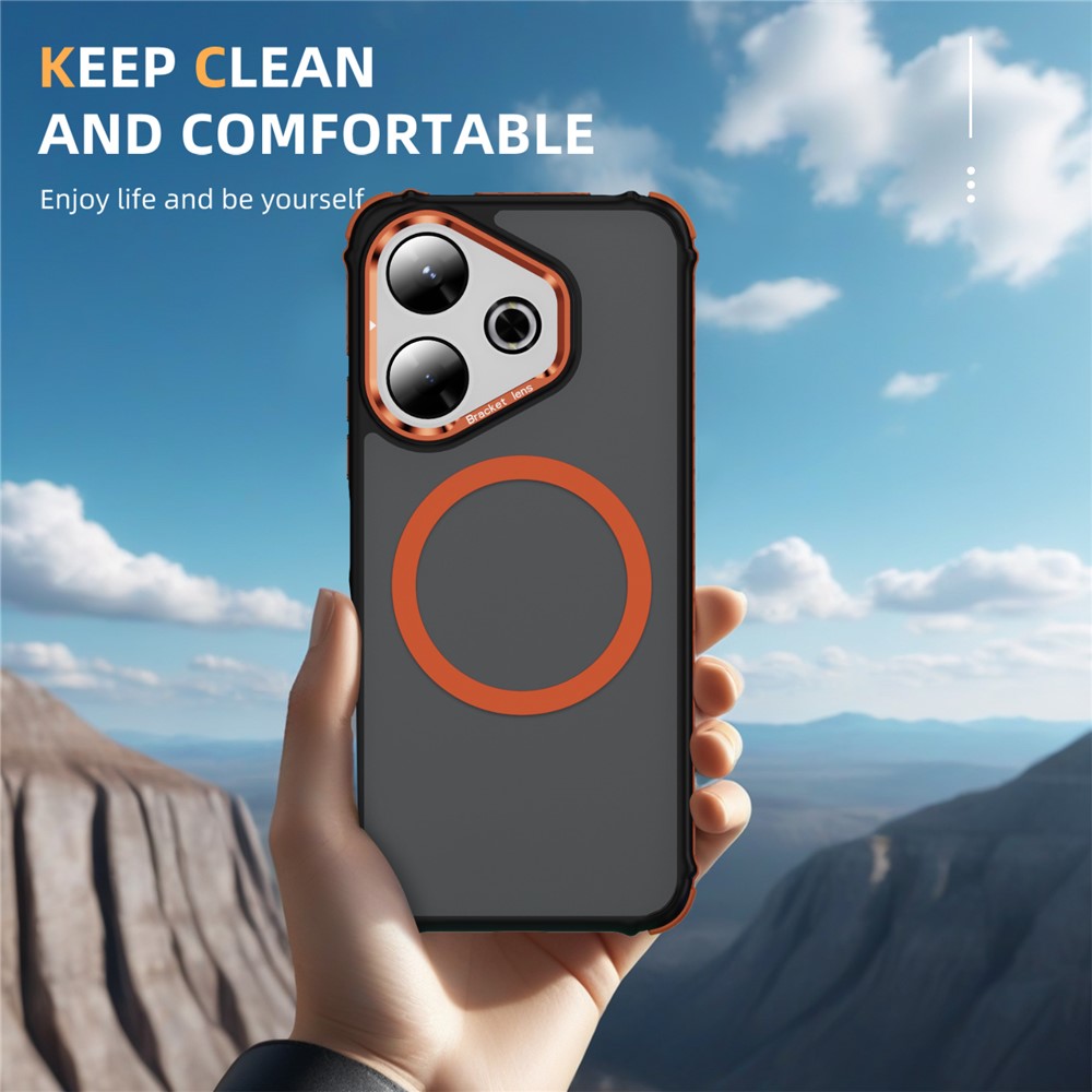 For Xiaomi Redmi 13 5G / 13 4G Case with Lens Kickstand Matte Phone Back Cover Magnetic Case