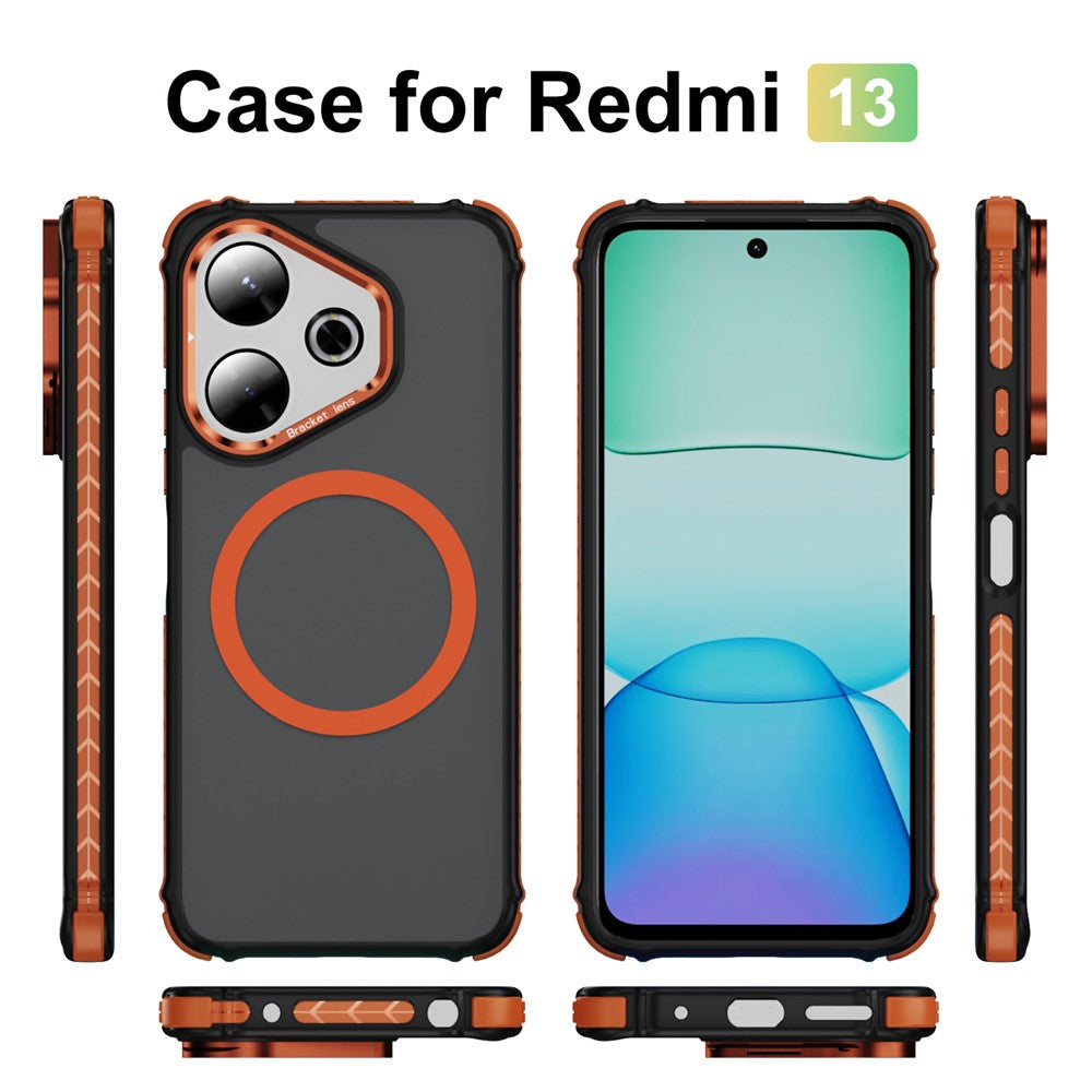 For Xiaomi Redmi 13 5G / 13 4G Case with Lens Kickstand Matte Phone Back Cover Magnetic Case