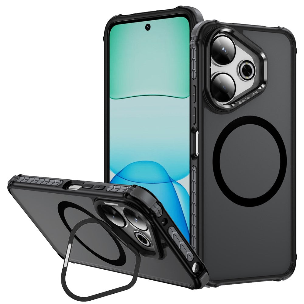 For Xiaomi Redmi 13 5G / 13 4G Case with Lens Kickstand Matte Phone Back Cover Magnetic Case